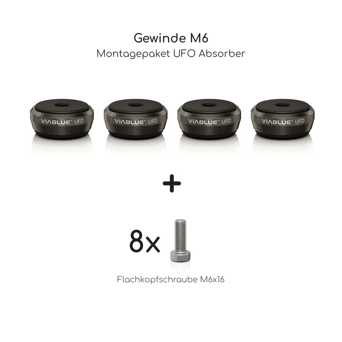 VIABLUE UFO Absorber * Ø 3,5 cm * Shock-, Resonanz,- Schwingungsdämpfer für Lautsprecher, Subwoofer und vibrierende Geräte * schwarz * Set 4 Stück