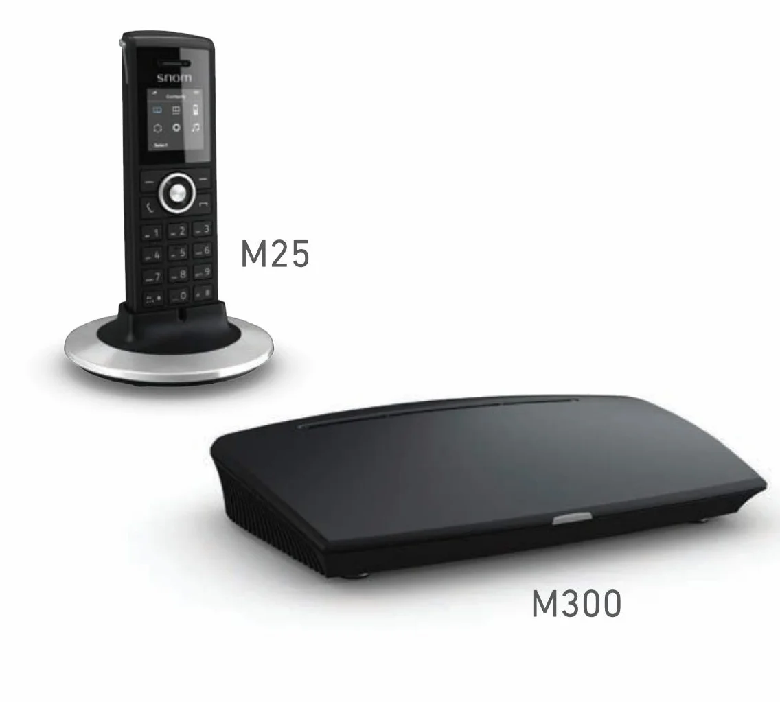 Snom M325 Singlecell IP-DECT-Paket, Schnurlos Set, DECT IP telefon + Basisstation (M300-Basisstation und M25-Mobilteilpaket, bis zu 20 Mobilteile, bis zu 5 parallele Anrufe), Schwarz, 00003955