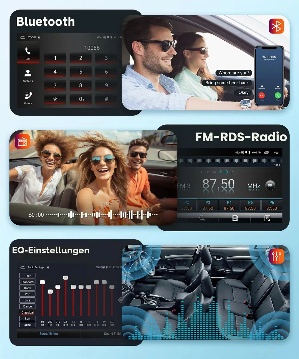 【2+64G】 Hodozzy Carplay Autoradio für Peugeot 407 2004-2011, 9 Zoll Touchscreen Android Autoradio mit Android Auto/WiFi/GPS/RDS/Bluetooth/USB+Rückfahrkamera