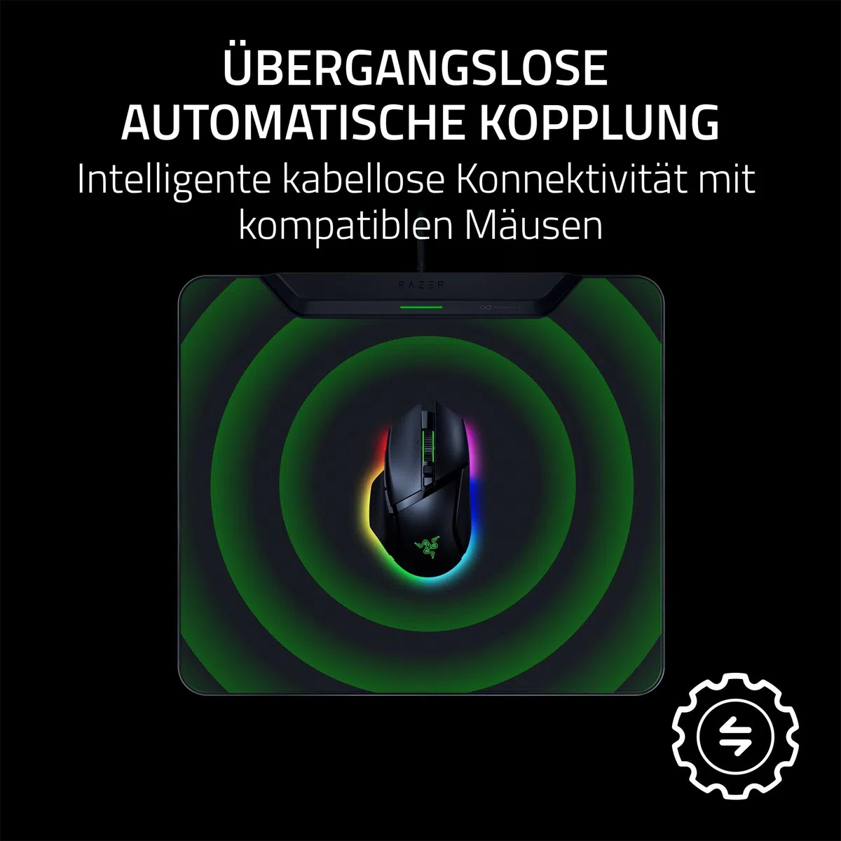 Razer HyperFlux V2 - Kabelloses Lademauspad System für Gaming-Mäuse - Gaming-Mausmatte & Lade-Puck (LED-Ladeanzeige, Anti-Rutsch Gummifüße, Autopairing, USB Anschluß) Schwarz