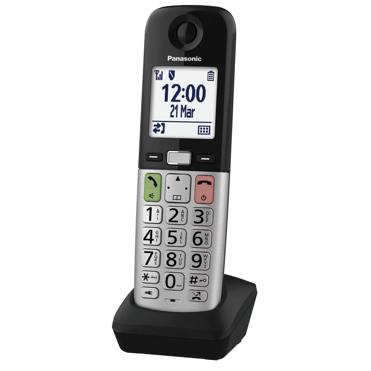 Panasonic KX-TGUA40EXB zusätzliches Mobilteil für Digitale Schnurlostelefone KX-TGU430/KX-TGU410, LCD-Display, FavoritenTaste,extra laut,hörgerätekompatibel, Hauptgerät erforderlich, Schwarz & Silber