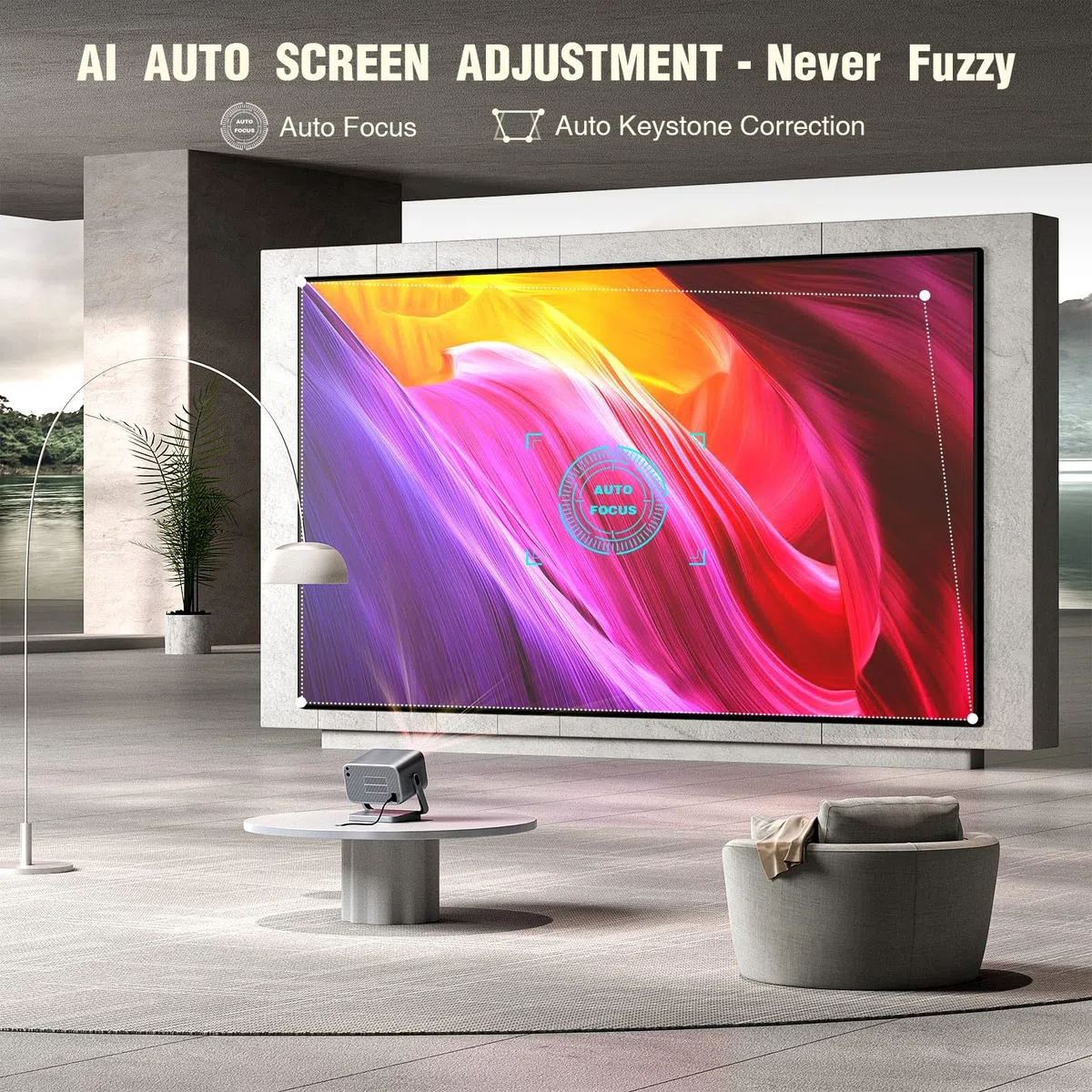 Smart Beamer Offizielle App Projektor 4K mit Autofokus ＆ Trapezkorrektur, VOPLLS 800ANSI 1080P Full HD WiFi6 Bluetooth Beamer Klein Heimkino/Outdoor Projector für Handy (Silbergrau)