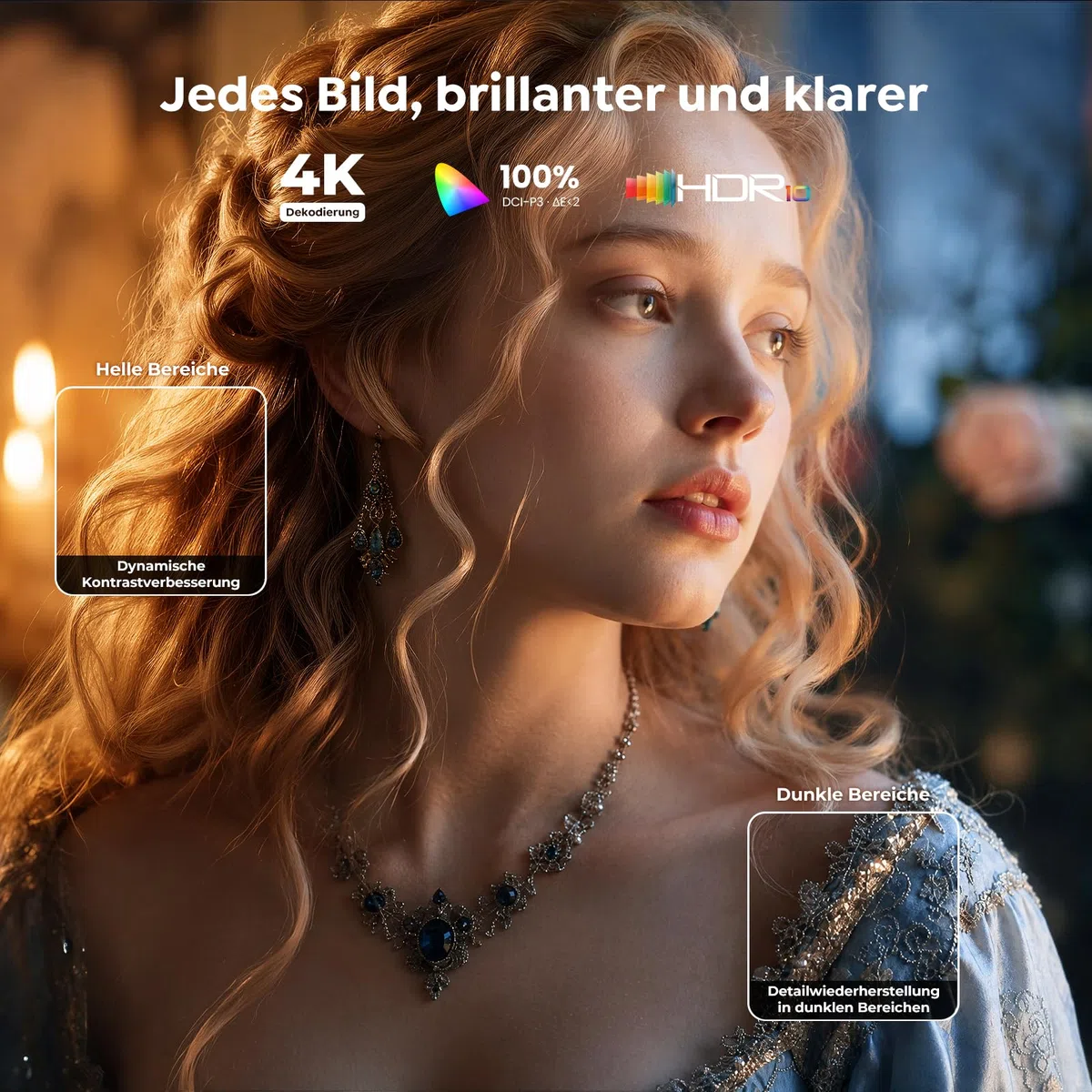 Beamer 4K VIDAA OS Dolby Audio HDR10 2000ANSI Smart Projektor Autofokus Trapezkorrektur WLAN Bluetooth