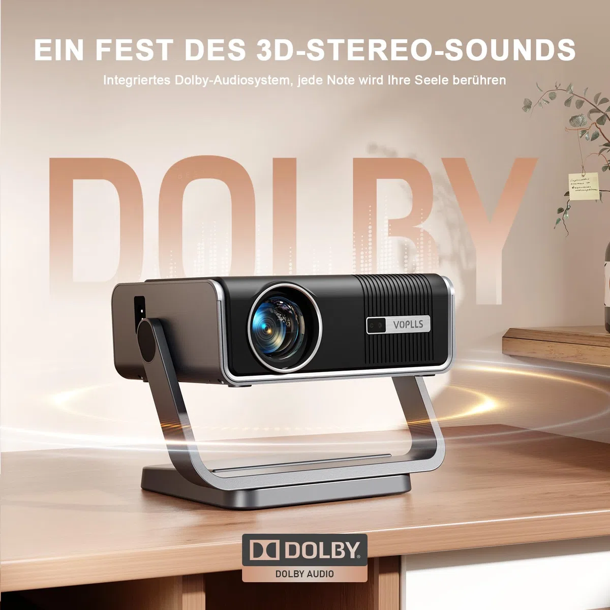 VOPLLS Smart Beamer 4K 40000 Lumen Full HD 1080P WiFi6 Bluetooth Projektor Heimkino Outdoor für PS5