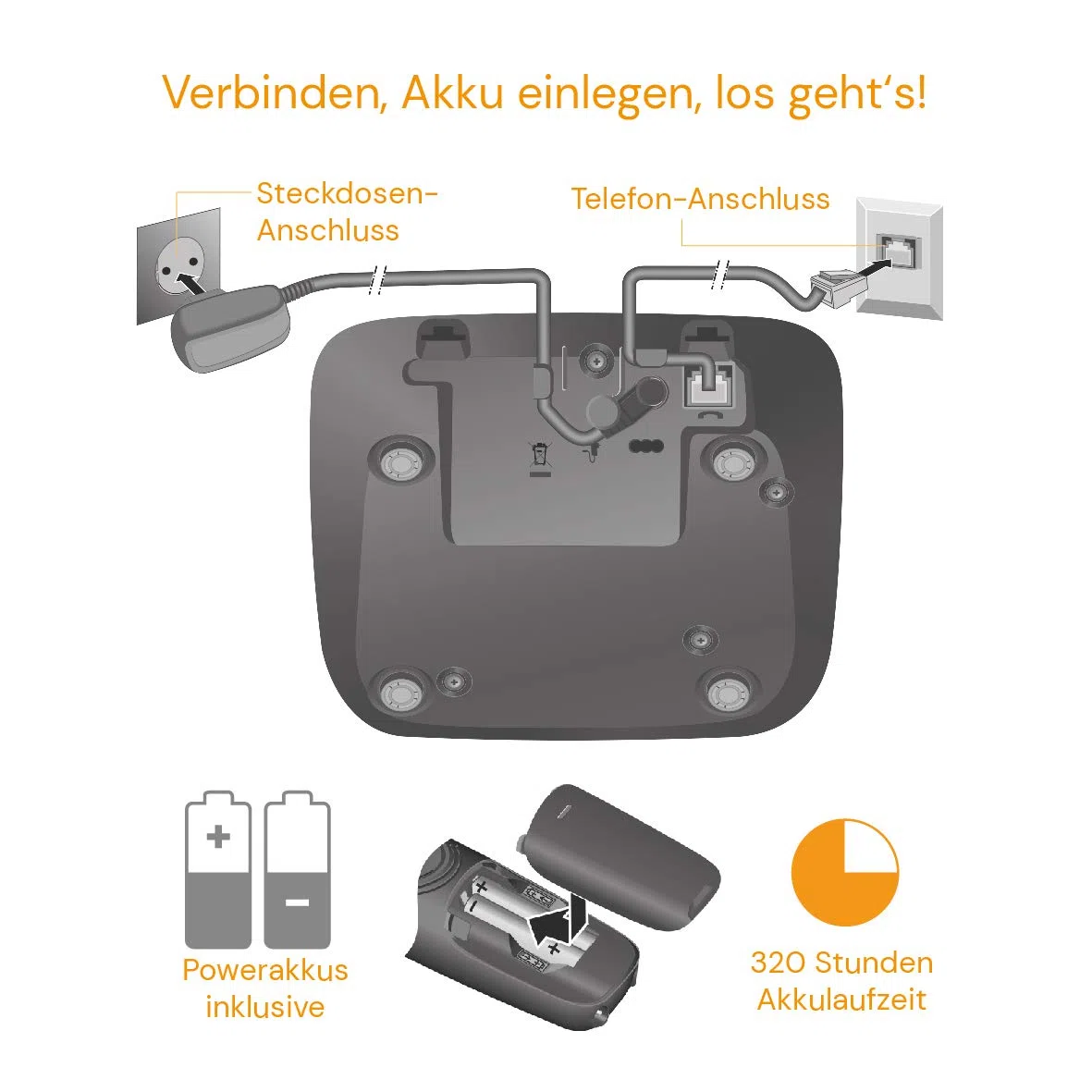Gigaset Family mit Anrufbeantworter - 2 schnurlose Telefone mit großem, farbigem Display und hoher Reichweite – anthrazit-grau