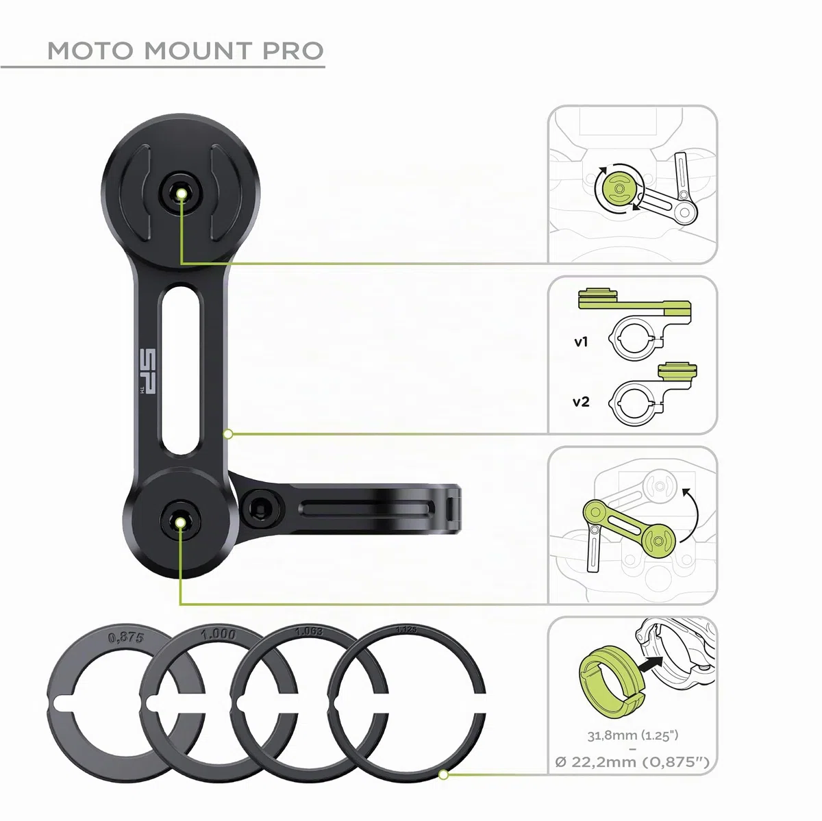 SP CONNECT Moto Bundle | SPC+ | kompatibel mit iPhone 14/13 | Handyhalter für Motorrad Bike Moped Roller | Gadget Halterung für Navi