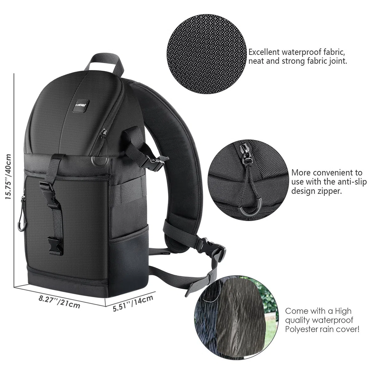 NEEWER Profi Kameratasche Schlaufen Rucksack für DSLR Kameras und Objektiv Stativ Weiteres Zubehör Dauerhaft Wasserdicht und Reissfest mit gepolsterten Trennwand (OrangeInnenraum)