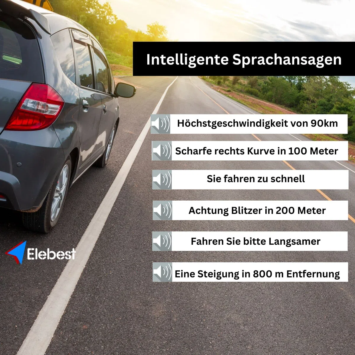 Elebest City 70A Navi – 7 Zoll (17,8 cm) GPS Navigationsgerät für Auto & Wohnmobil 2026 | 40GB Speicher, Bluetooth, Freisprecheinrichtung, Radarwarner, Europa-Karten mit lebenslangen Updates