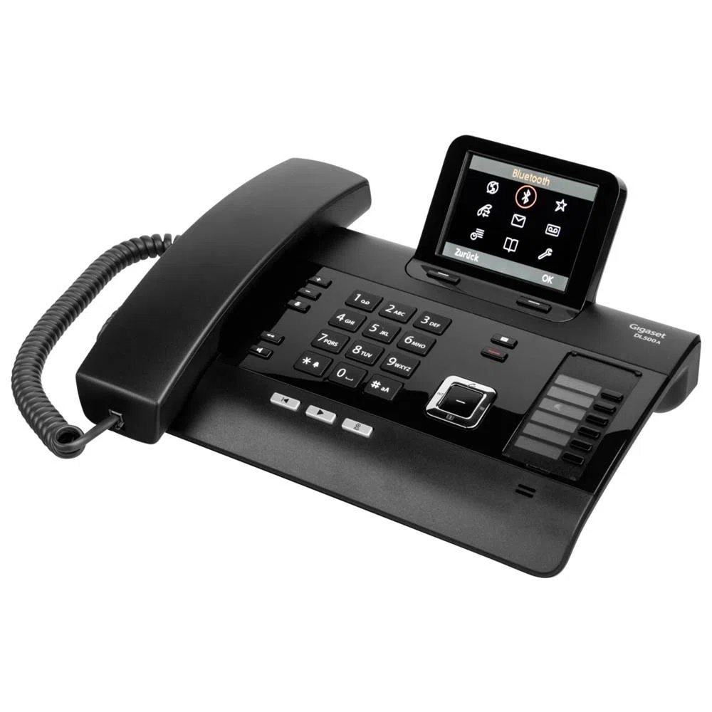 Gigaset DL500A - schnurgebundenes Telefon mit Anrufbeantworter - Büro und Haustelefon mit großem 3,5" Farbdisplay & brillantem Klang - Link2Mobile, erweiterbar mit bis zu 6 DECT-Mobilteilen, schwarz