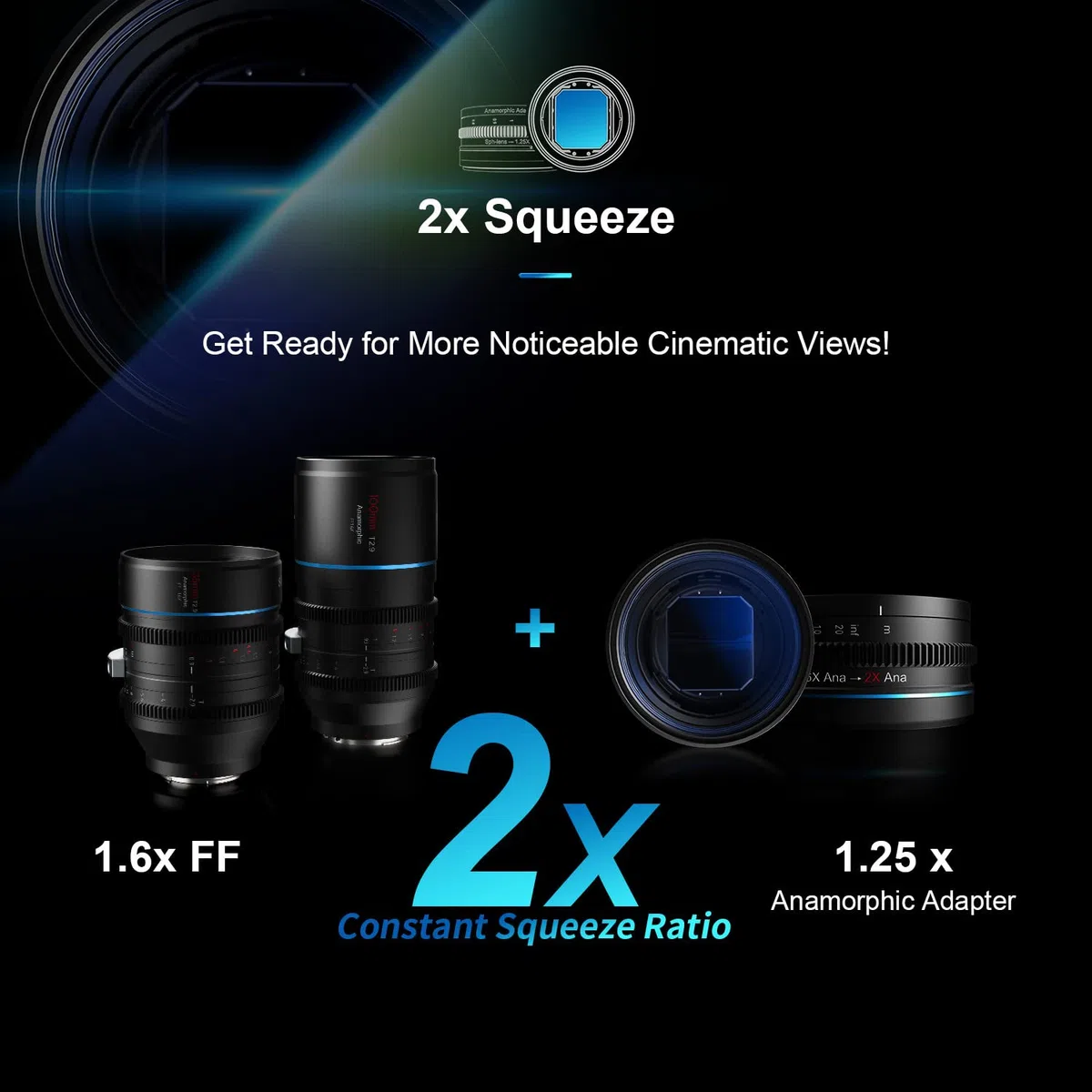 SIRUI T2.9 1.6X Vollformat RF Mount Anamorphoten Objektive Set mit 1.25x Anamorphoten Adapter (35mm,100mm)