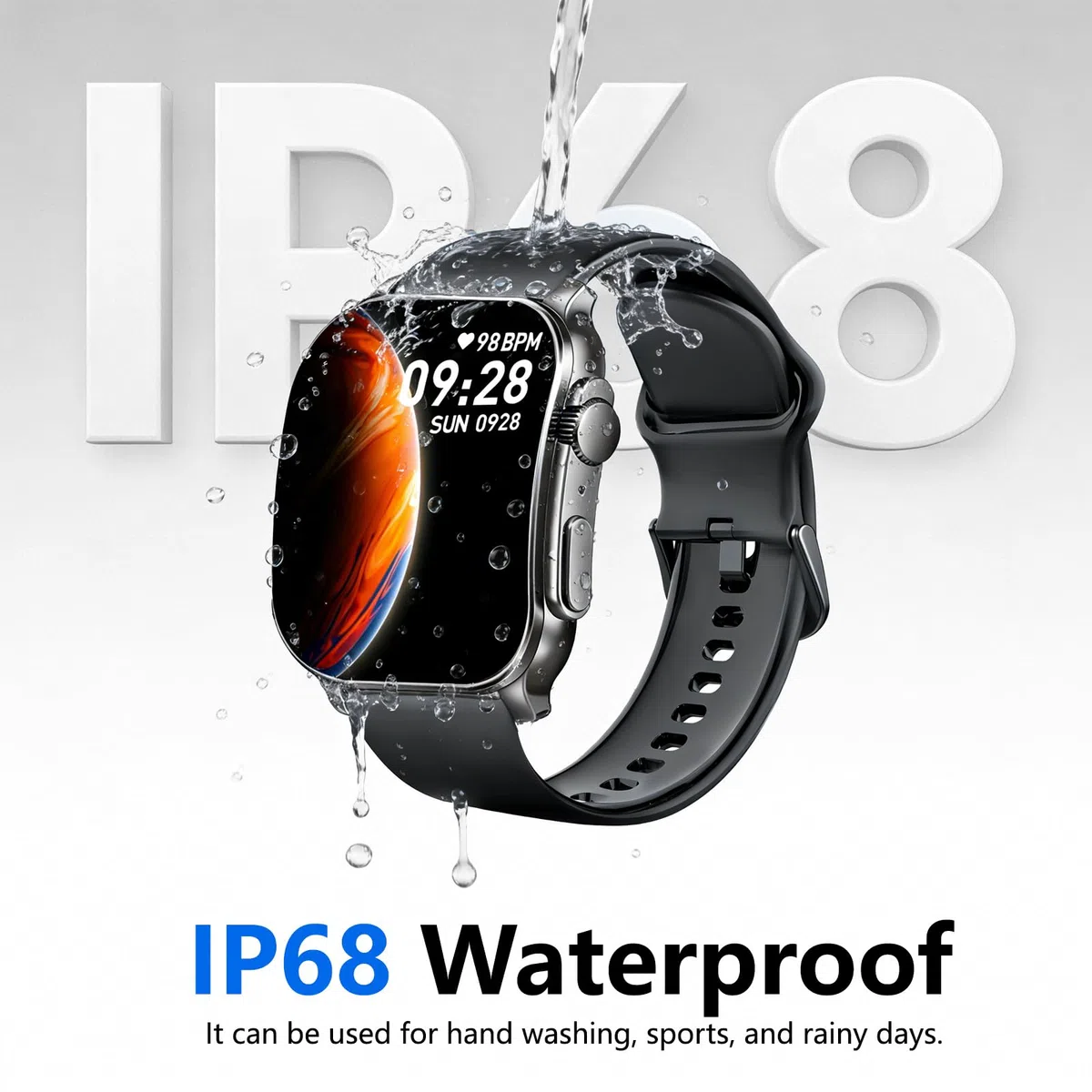Smartwatch Damen Herren 2.01" HD AMOLED Curved Bluetooth-Anrufe Fitnessuhr Pulsmesser Schlafmonitor Schrittzähler IP68 Wasserdicht Lange Akkuleistung