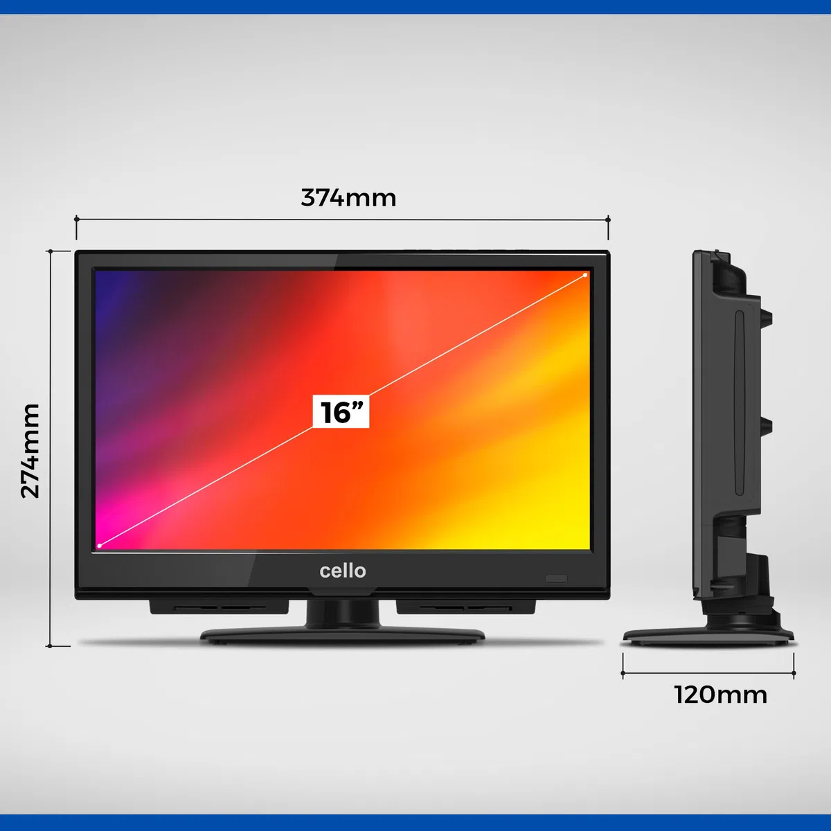 Cello C1624F-12V 16" Zoll Full HD LED TV Integrierter DVD-Player Triple Tuner DVB-T/T2-C-S/S2 HDMI USB 12V KFZ Camping Reise Adapter, Pitch Perfect Sound für EIN einzigartiges Klangerlebnis (2025)