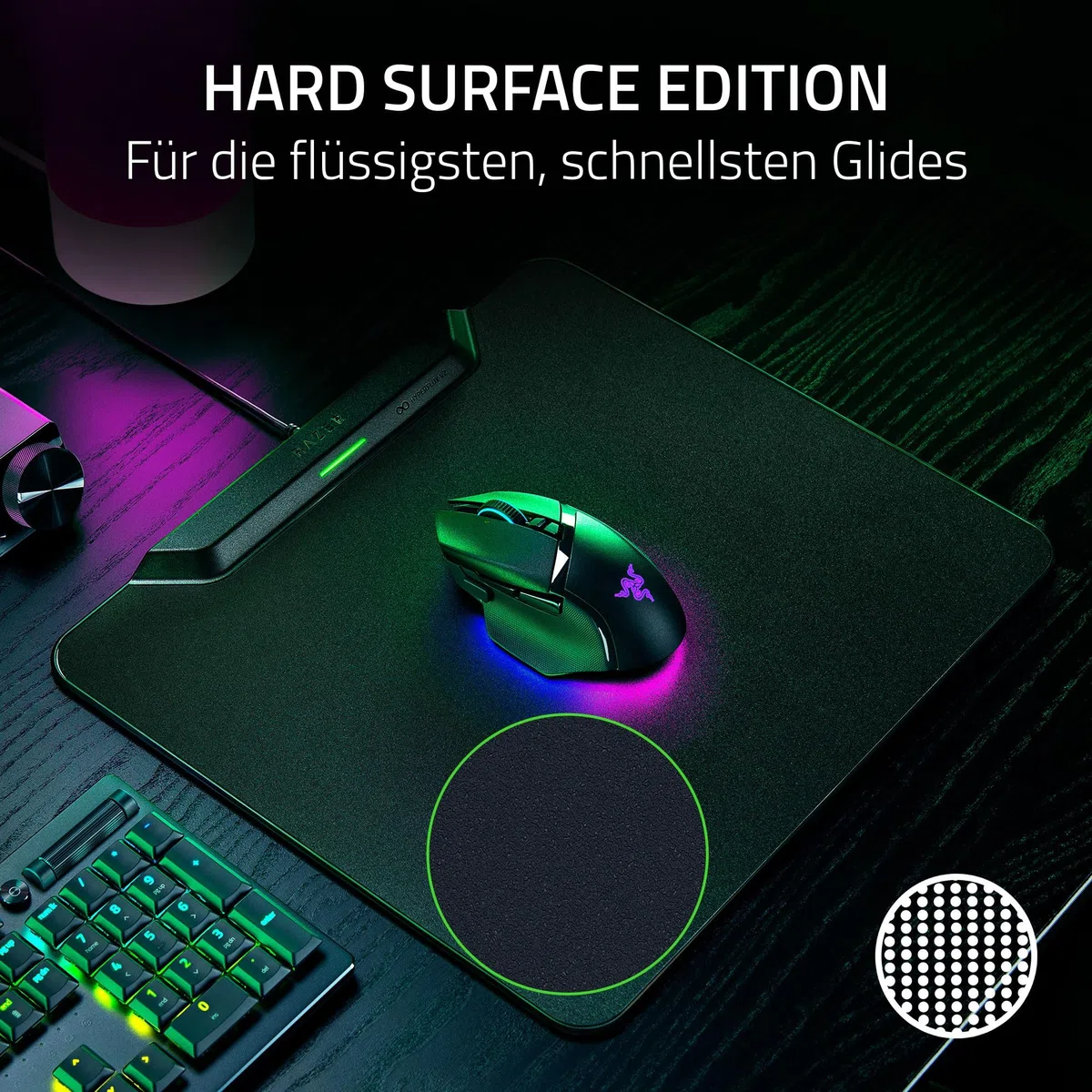 Razer HyperFlux V2 - Kabelloses Lademauspad System für Gaming-Mäuse - Gaming-Mausmatte & Lade-Puck (LED-Ladeanzeige, Anti-Rutsch Gummifüße, Autopairing, USB Anschluß) Schwarz