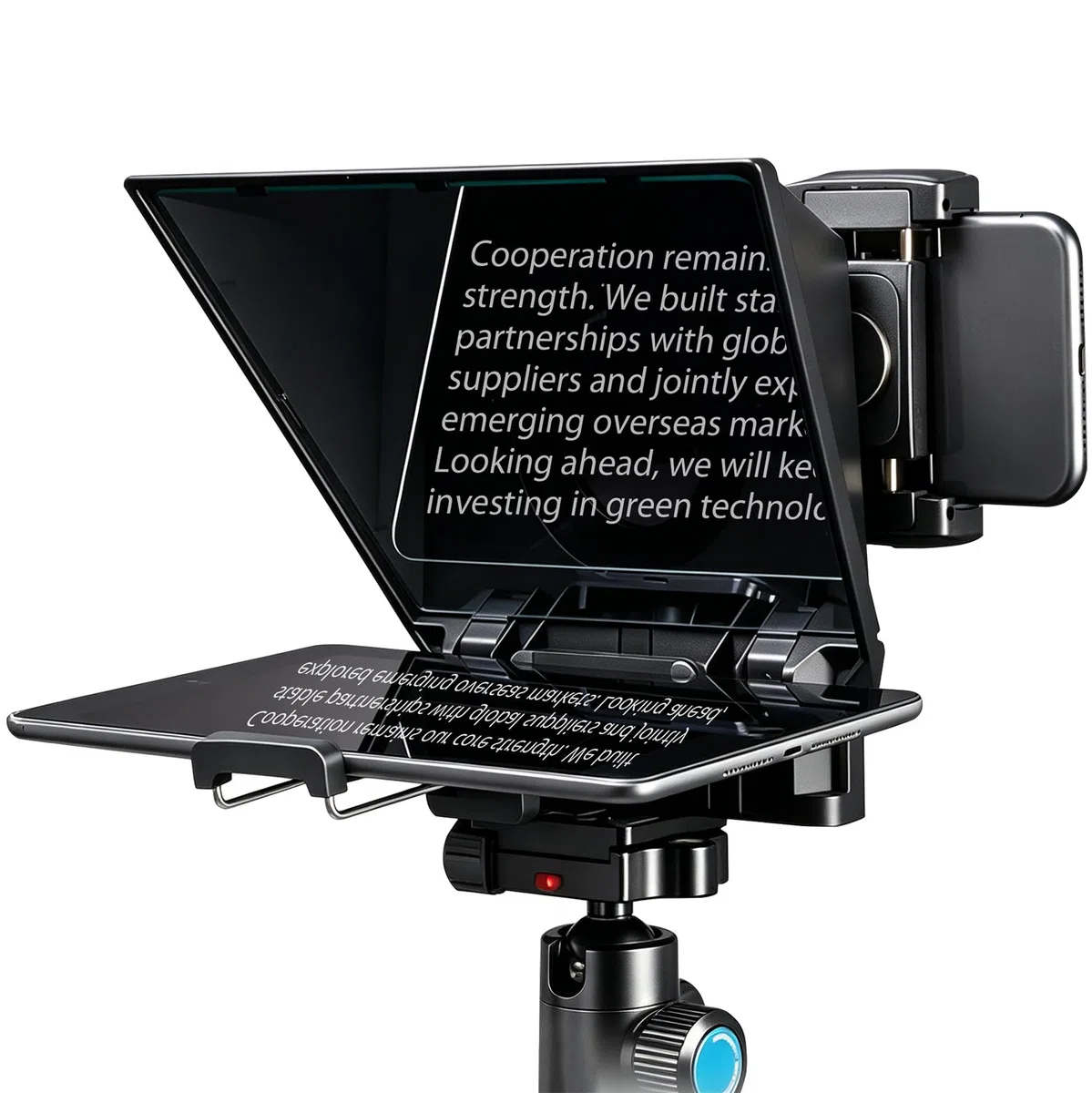 Teleprompter für Smartphone Tablet DSLR-Kamera, Mit Fernbedienung | App Steuerung, Weitwinkelobjektiv für Bis Zu 10 Zoll, Kompatibel mit iOS mit Android, Für Live-Streaming Videoaufnahme