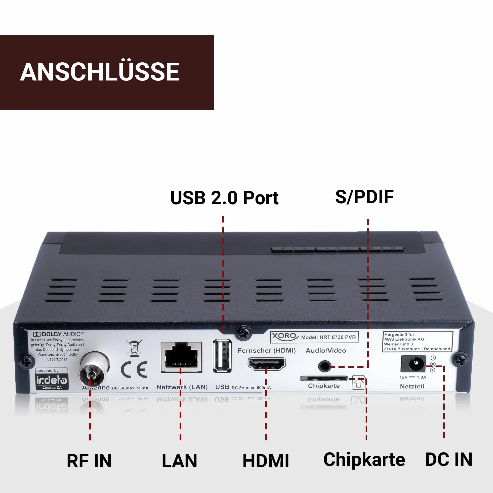 XORO HRT 8730 DVB-C/T2 Combo Receiver Hybrid mit USB Mediaplayer PVR Ready Timeshift Irdeto für Freenet TV