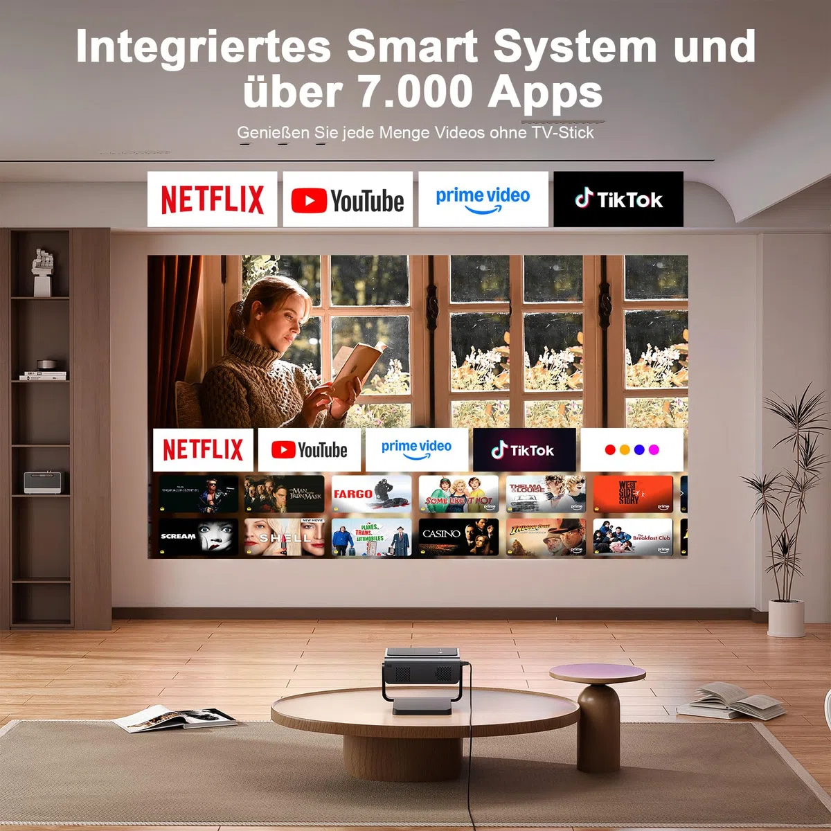 VOPLLS Smart Beamer 4K 40000 Lumen Full HD 1080P WiFi6 Bluetooth Projektor Heimkino Outdoor für PS5