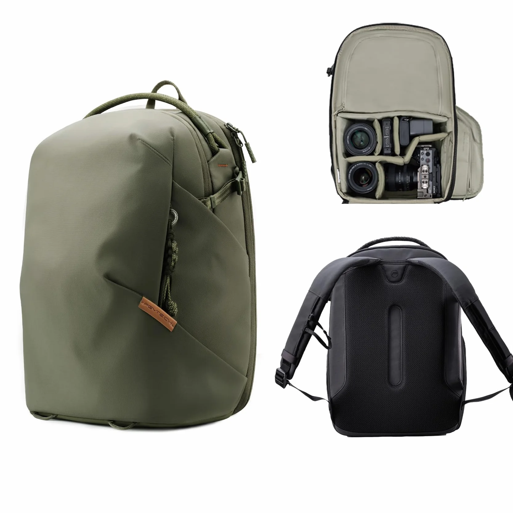 PGYTECH OneGo Lite Kamerarucksack 16L, Leichter Wasserabweisend Rucksack Fotografin für Stadt & Reise, Kameratasche Kompatibel mit Spiegelreflexkamera Sony/Canon/Nikon, 14'' Laptop, Wald Grün