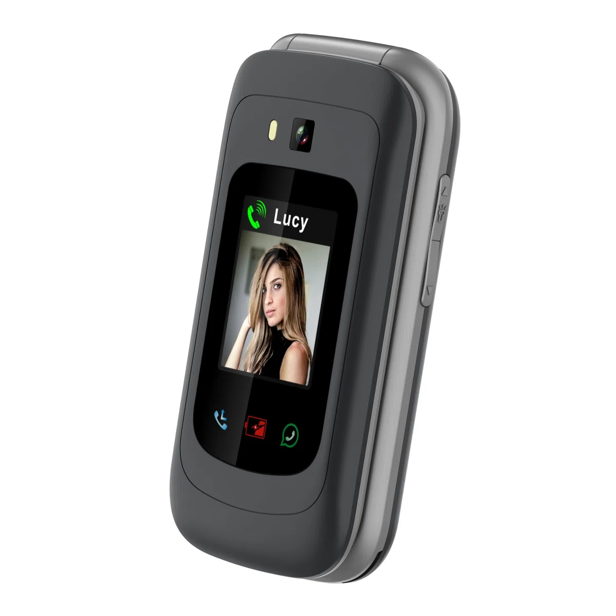 Funker E480 4G-Telefon für Senioren mit WhatsApp und Videoanrufen, SOS- und GPS-Taste, große Tasten, 7,1 cm (2,8 Zoll) Touchscreen, hohe Lautstärke, Handy mit einfach zu bedienender Abdeckung, Schwarz
