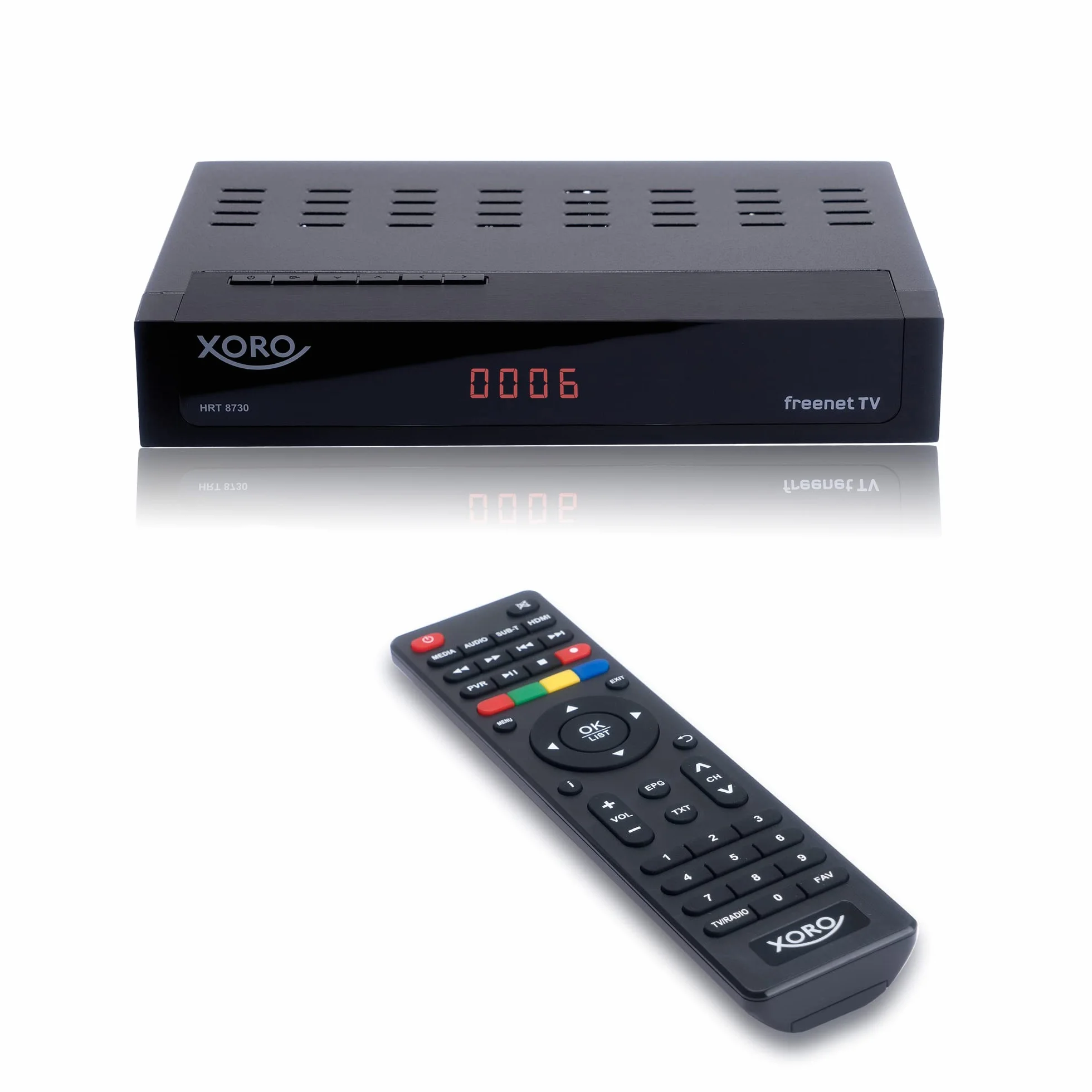 XORO HRT 8730 DVB-C/T2 Combo Receiver Hybrid mit USB Mediaplayer PVR Ready Timeshift Irdeto für Freenet TV