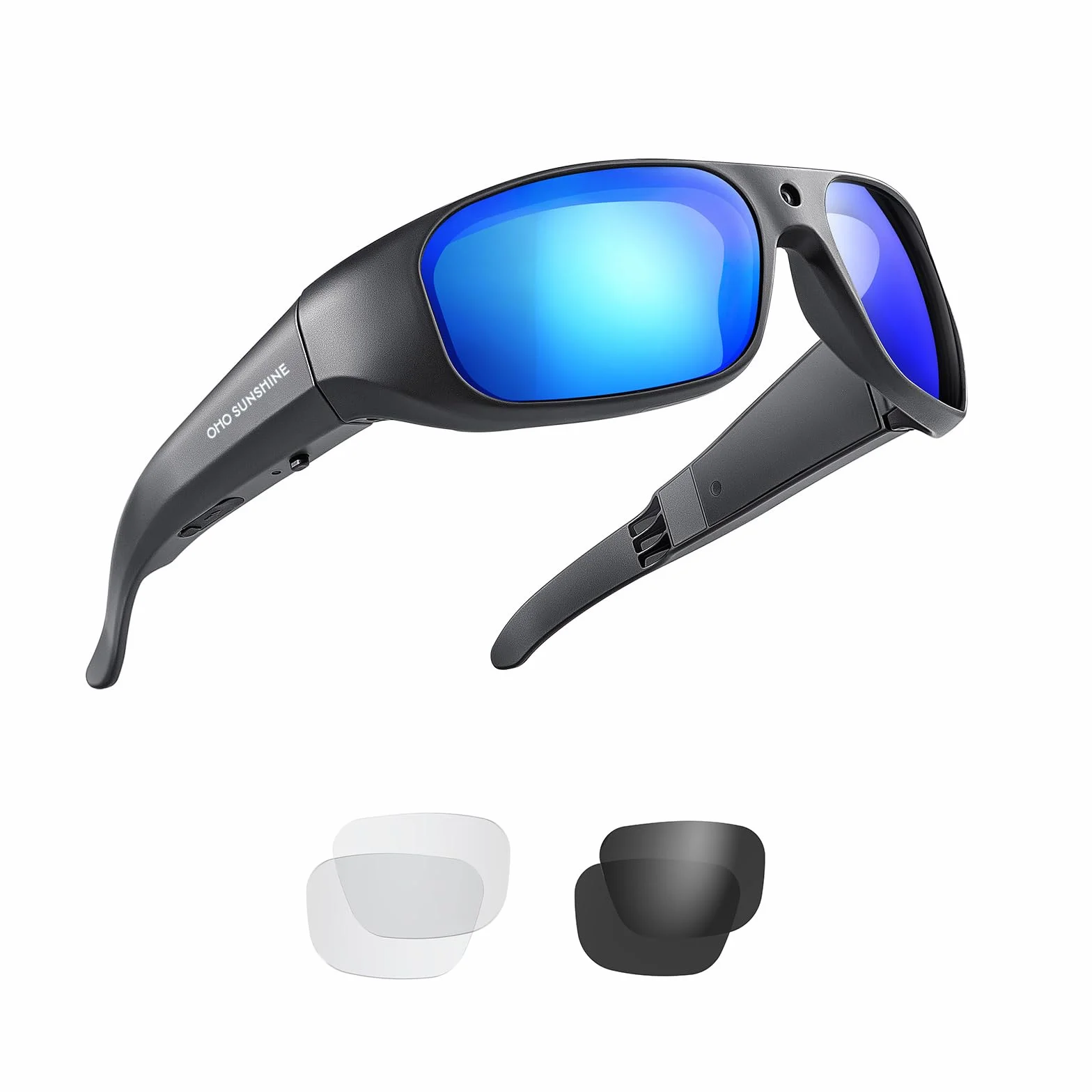 OHO 4K Water Resistance Video Sunglasses, Sports Action Camera with Built-in Memory and Polarized UV400 Protection Safety Lenses,Unisex Sport Design