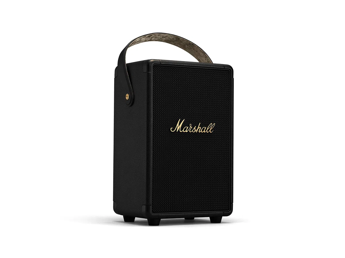 Marshall Tufton Outdoor Tragbarer Bluetooth Partylautsprecher, IPX2 wasserbeständig – Schwarz und Messing