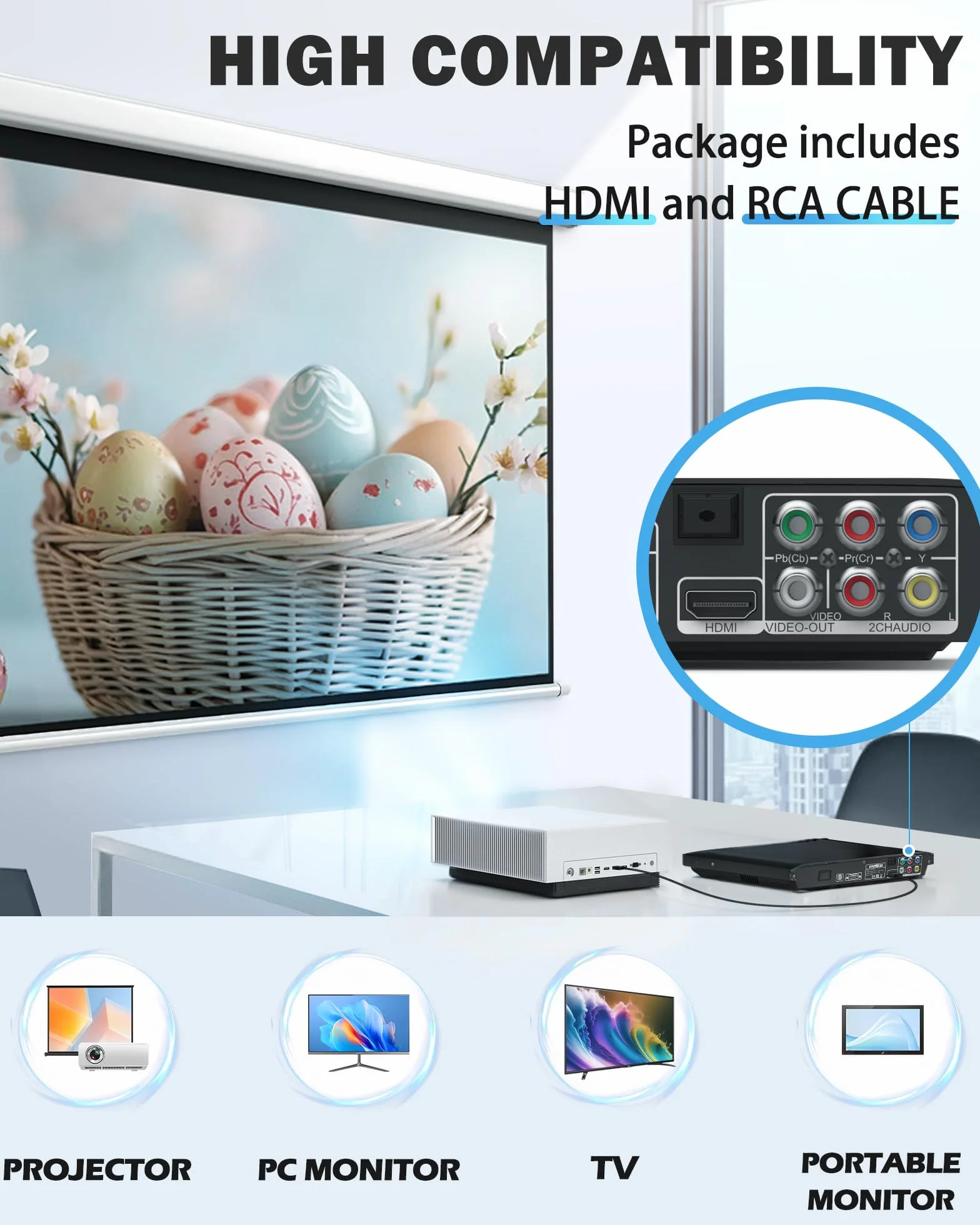 DVD Player für TV mit HDMI, Alle Region Free DVD-Player mit NTSC/PAL-System, CD-Player für Heim-Stereoanlage, HDMI/RCA-Kabel im Lieferumfang, Fernbedienung (ohne Batterie)