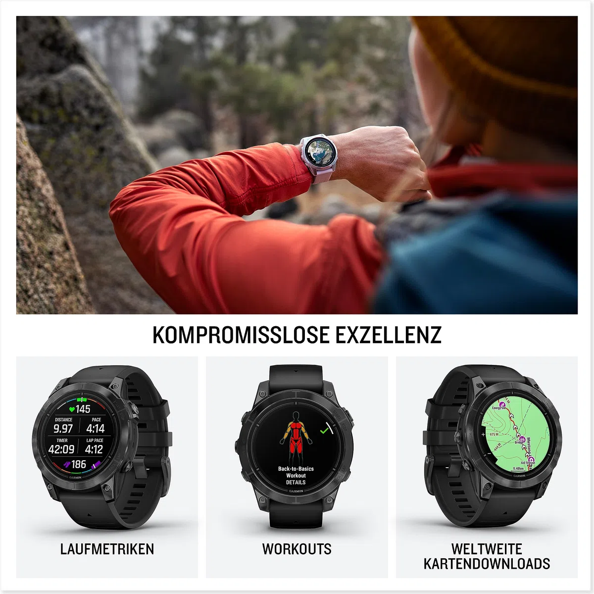 Garmin Epix Pro, 47 mm, GPS-Multisport-Smartwatch, Schwarz/Schiefergrau | AMOLED Display, bis zu 16 Tage Akkulaufzeit, LED-Taschenlampe, 80+ Sport-Apps, internationale Topokarten, Silikonarmband