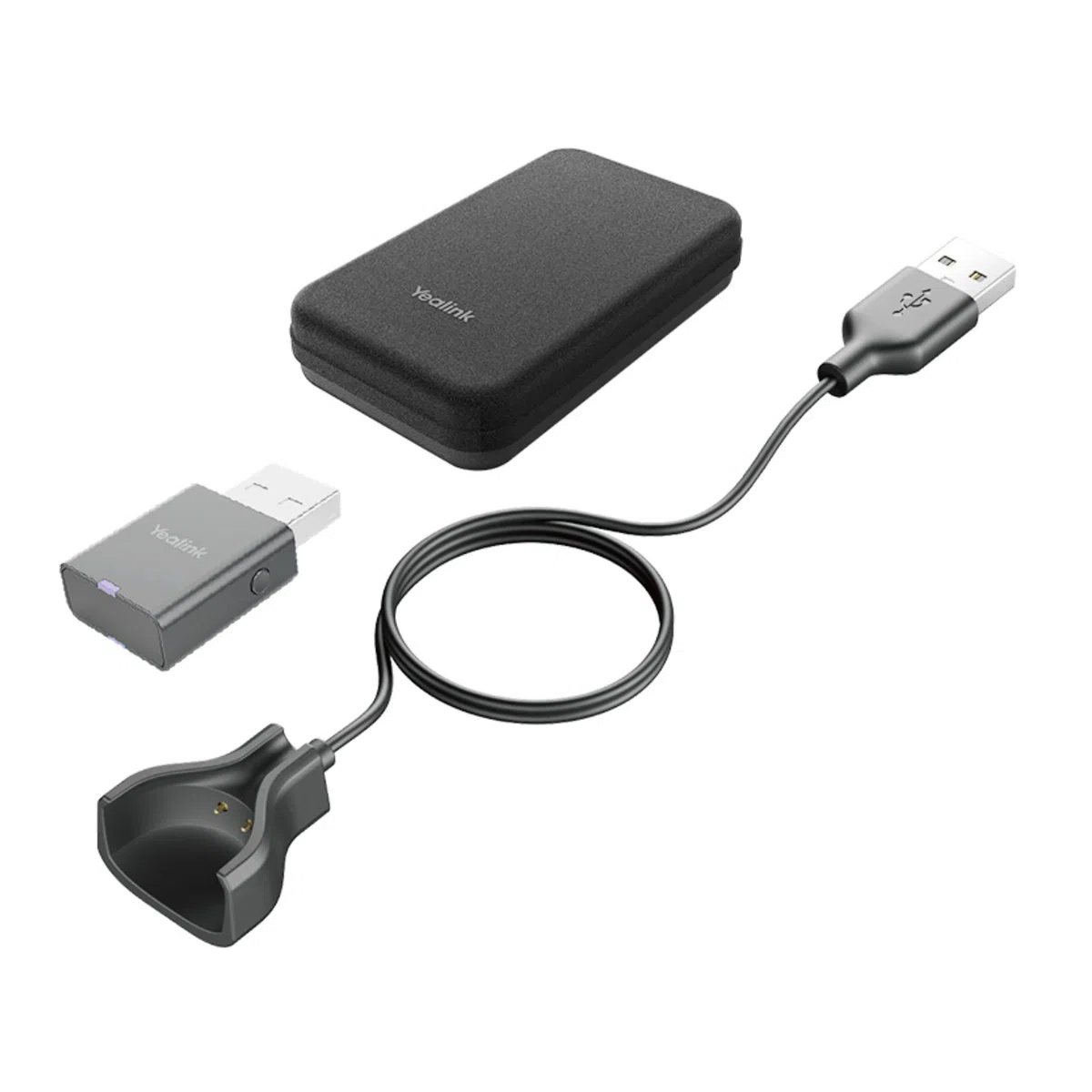 Yealink Portables Zubehör-Kit für WH63/67, Schwarz, mit Verbindungskabel, DECT-Dongle und Tragetasche