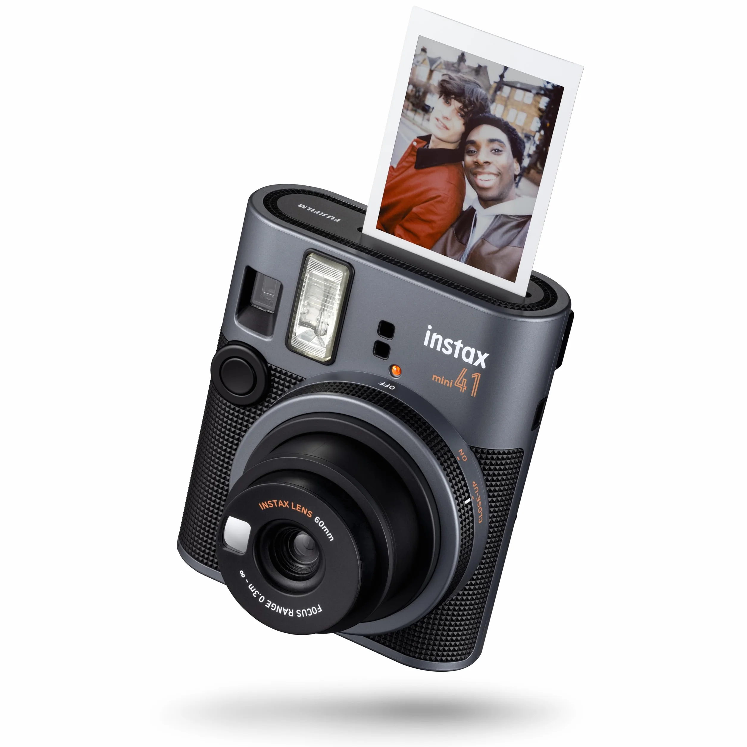 FUJIFILM instax mini 41™ Sofortbildkamera, Retro-Design Anthrazit, Selfiespiegel, automatische Belichtung, Close-Up Modus