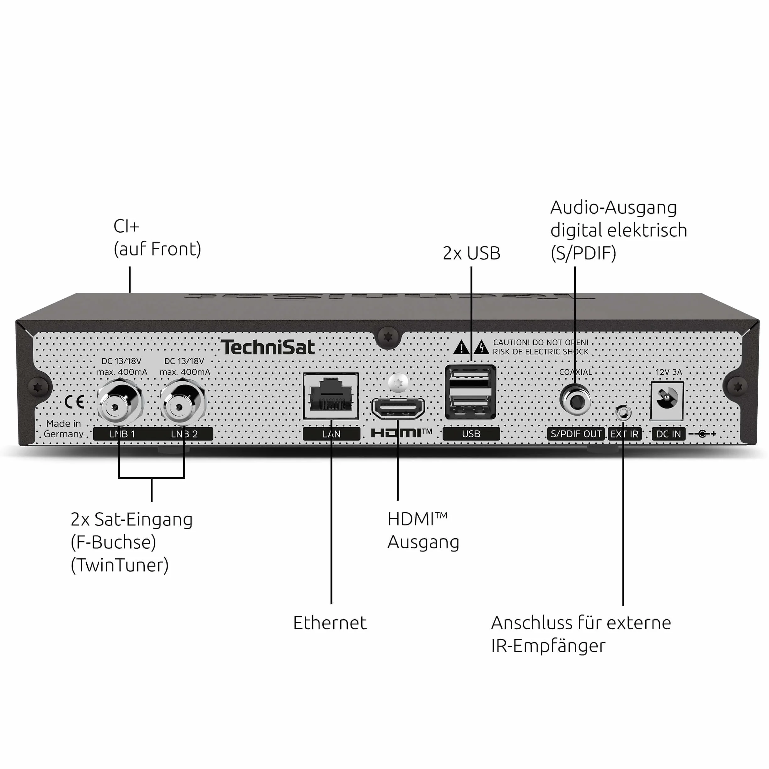 TechniSat DIGIT ISIO S4 – Twin Sat-Receiver mit alphanumerischem Display (HDTV Twin-Tuner, DVB-S2, PVR Aufnahmefunktion via USB, HbbTV, CI+, HDMI) schwarz