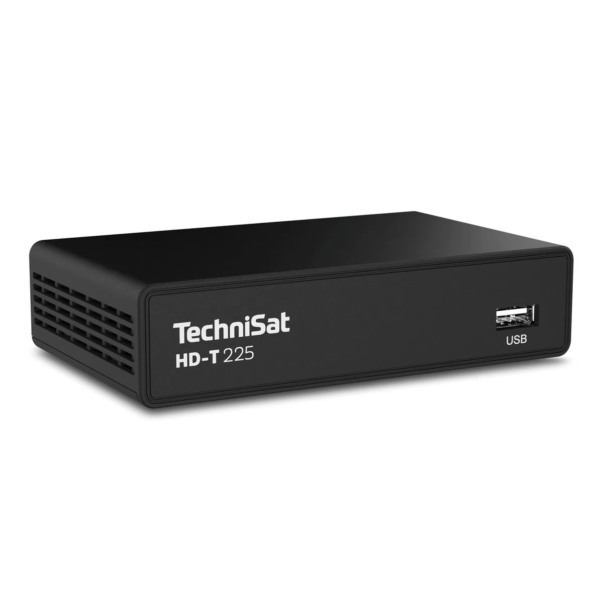 TechniSat HD-T 225 - Kompakter DVB T2 HD Receiver (HDTV, HEVC H265, USB Mediaplayer, HDMI und SCART, 12 V tauglich, EPG, LED Statusanzeige, Fernbedienung) Schwarz