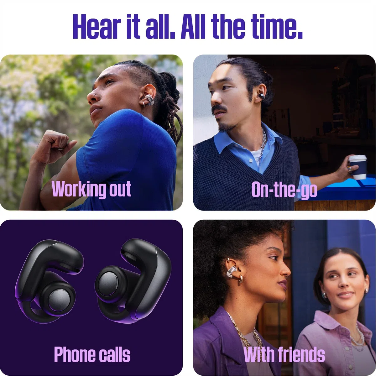 Bose Ultra Open Earbuds mit Bluetooth und OpenAudio Technologie, Clip On Kopfhörer, kabellose Open Ear Earbuds, immersive Audio, bis zu 48 Stunden Akkulaufzeit, Schwarz