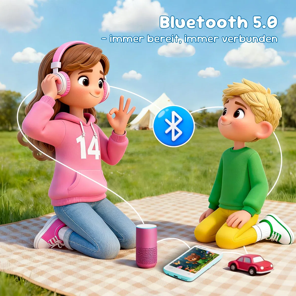 MP3-Player für Kinder, Kindersicherung, 16GB, unterstützt Spotify und Audible, Bluetooth und WLAN (Minzgrün) DE