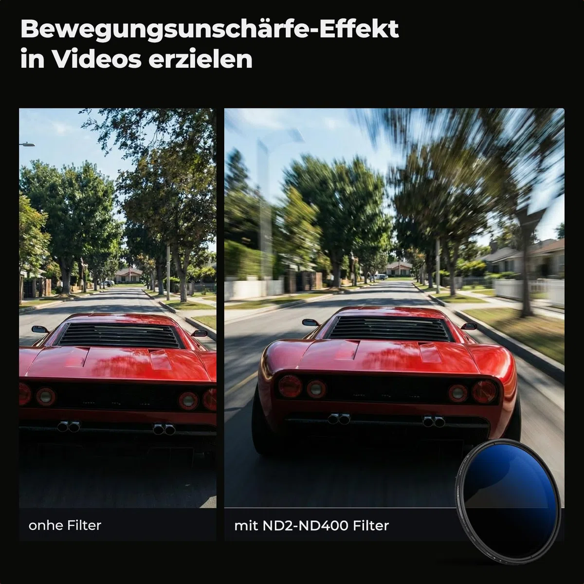 K&F CONCEPT 43mm ND Filter Variabler Graufilter ND2-ND400 (1-9 Blendenstufen) mit DREI Reinigungstücher für Landschaftsfotografie（Nano-Klear Serie）