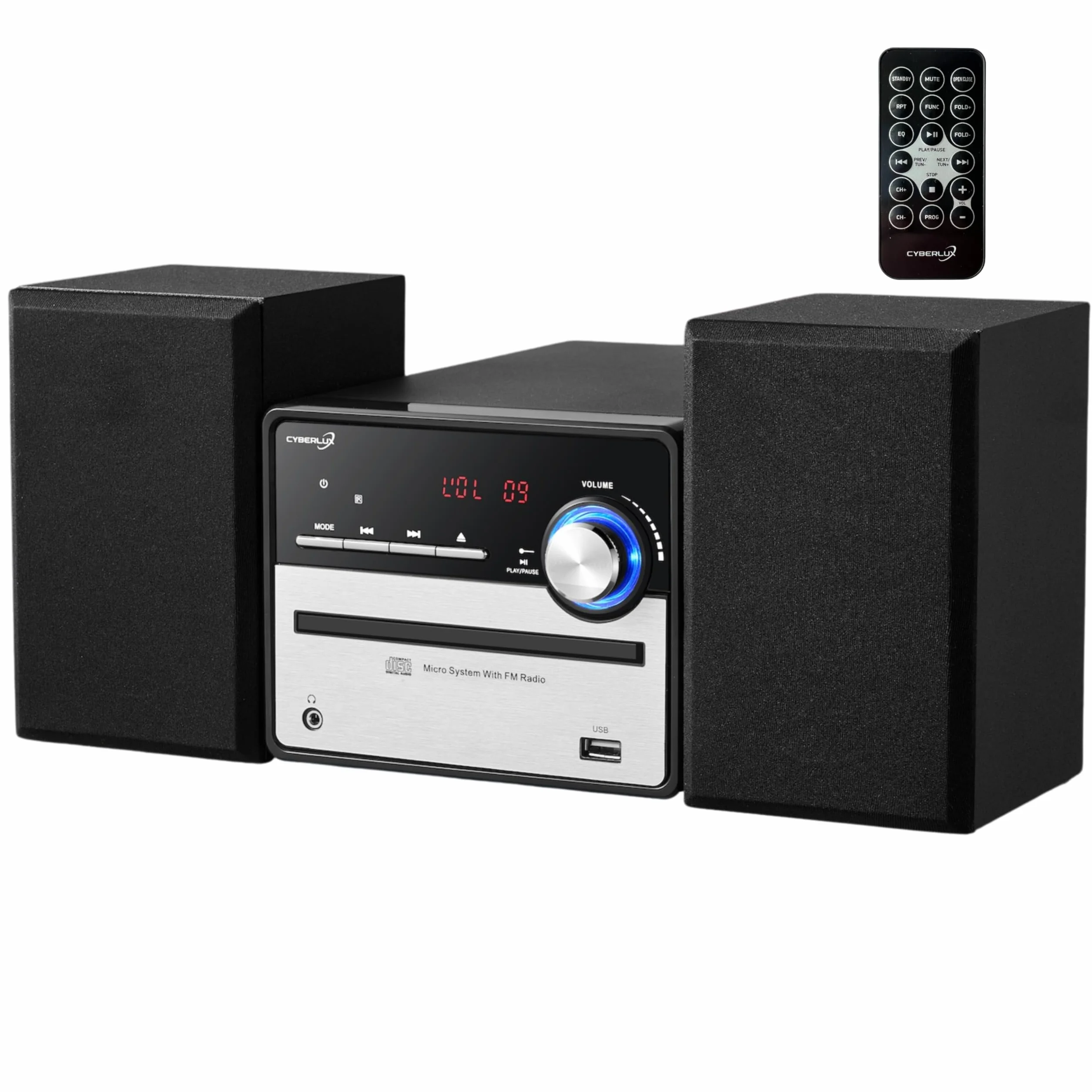 Retro HiFi Musikanlage | Stereoanlage | Kompaktanlage | USB | Line Out | CD/MP3 | FM Radio | 30 Speicherplätze | LED-Display | Mini HiFi Anlage | Stereoanlage mit Boxen |