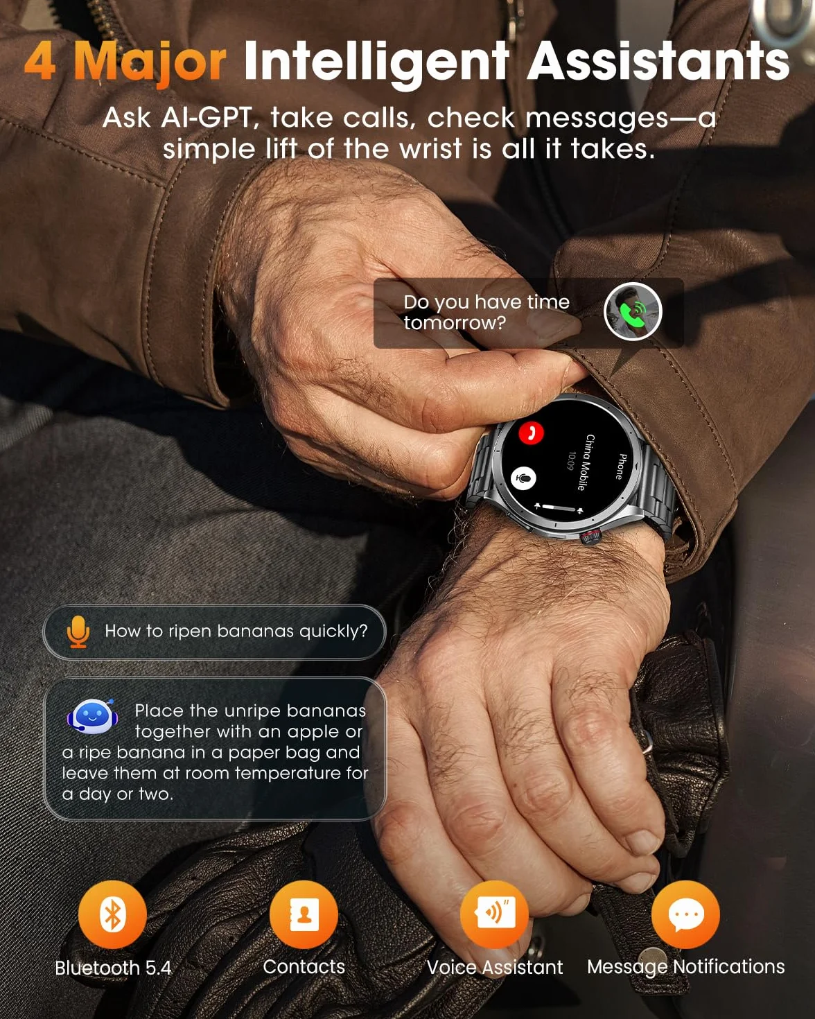 Smartwatch Herren mit EKG+HRV, 1.53" AI-GPT Gesundheitsuhr, Herzfrequenz, SpO2, Schlafmonitor, Blutdruck, 5ATM Fitnessuhr, Telefonfunktion, LED Taschenlampe, 120+ Sportmodi, Schwarz