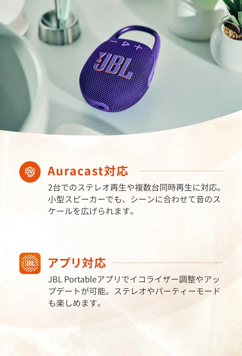 JBL CLIP5 Bluetooth Lautsprecher, USB C Laden, IP67, Staubdicht, Wasserdicht, App-kompatibel, Karabinerstruktur, Passiver Heizkörper, Tragbar, Schwarz