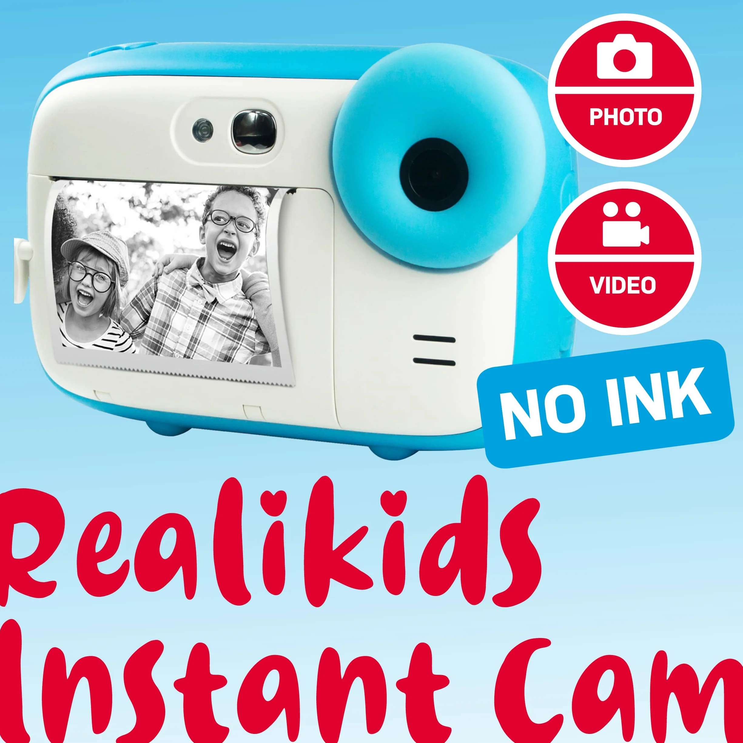 AGFA Photo Realikids Instant Cam – Sofortbildkamera für Kinder, Foto/Video, 2,4-Zoll-LCD-Display, Micro-SD-Port, Lithium-Akku, Selfie-Spiegel und Fotofilter – Blau