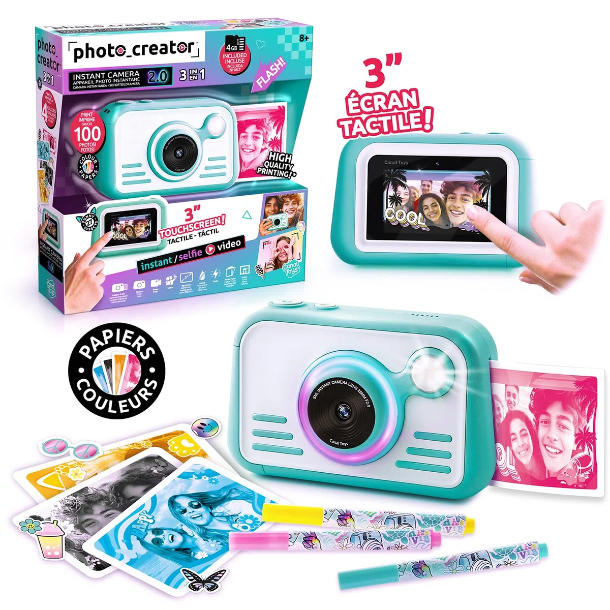 Canal Toys - Photo Creator - Sofortbildkamera in Blau für Kinder ab 8 Jahren - Geschenkidee, um Erinnerungen mit Freunden zu schaffen - Viel Spaß mit 4 Filtern und 22 Rahmen - Kinderkamera - CLK 046