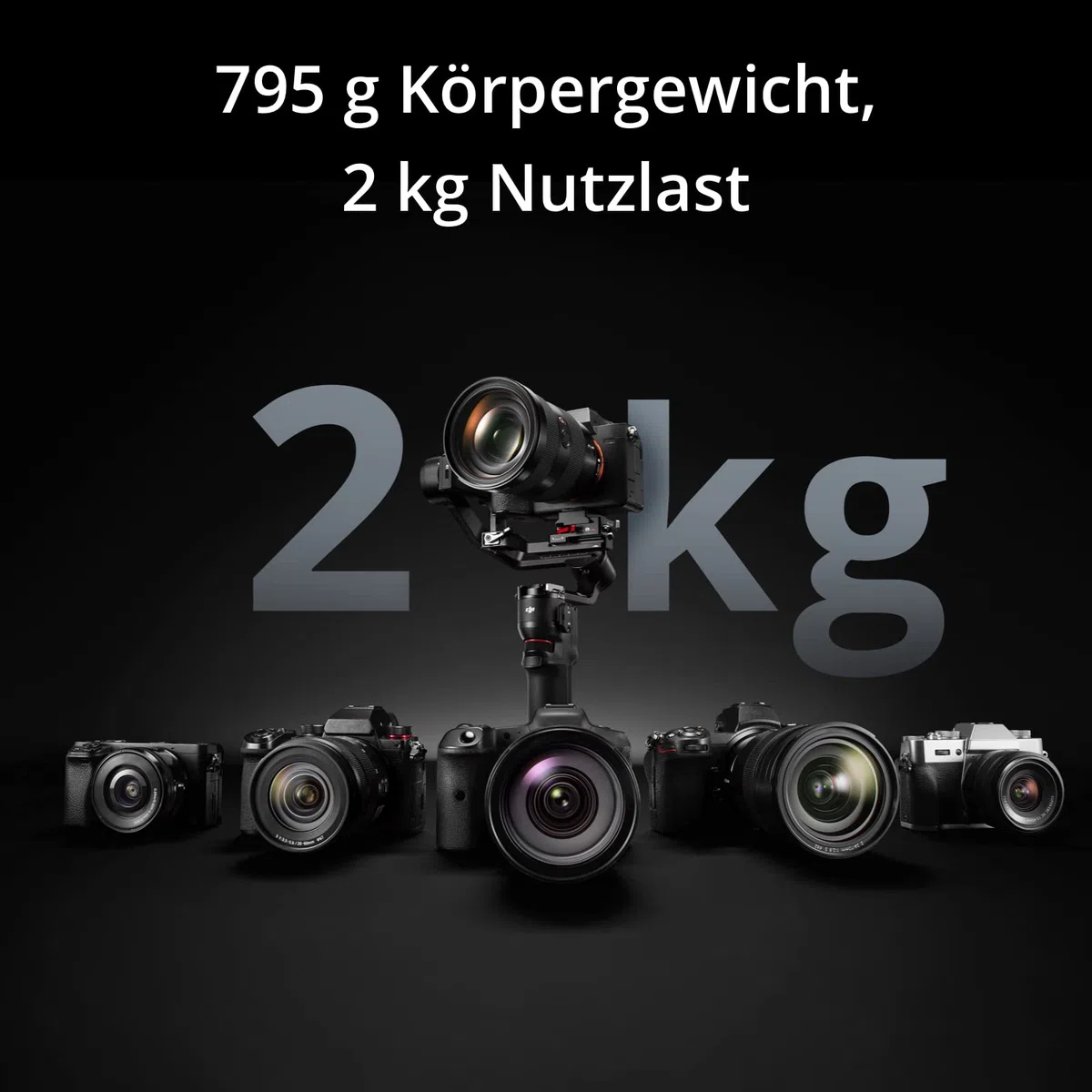 DJI RS 3 Mini, Kamera Gimbal Stabilisator, Canon/Sony/Nikon/Fujifilm | 2 kg getestete Zuladung, native vertikale Aufnahmen, Bluetooth-Aufnahmetaste, RS-Stabilisierung der 3. Generation, 795g