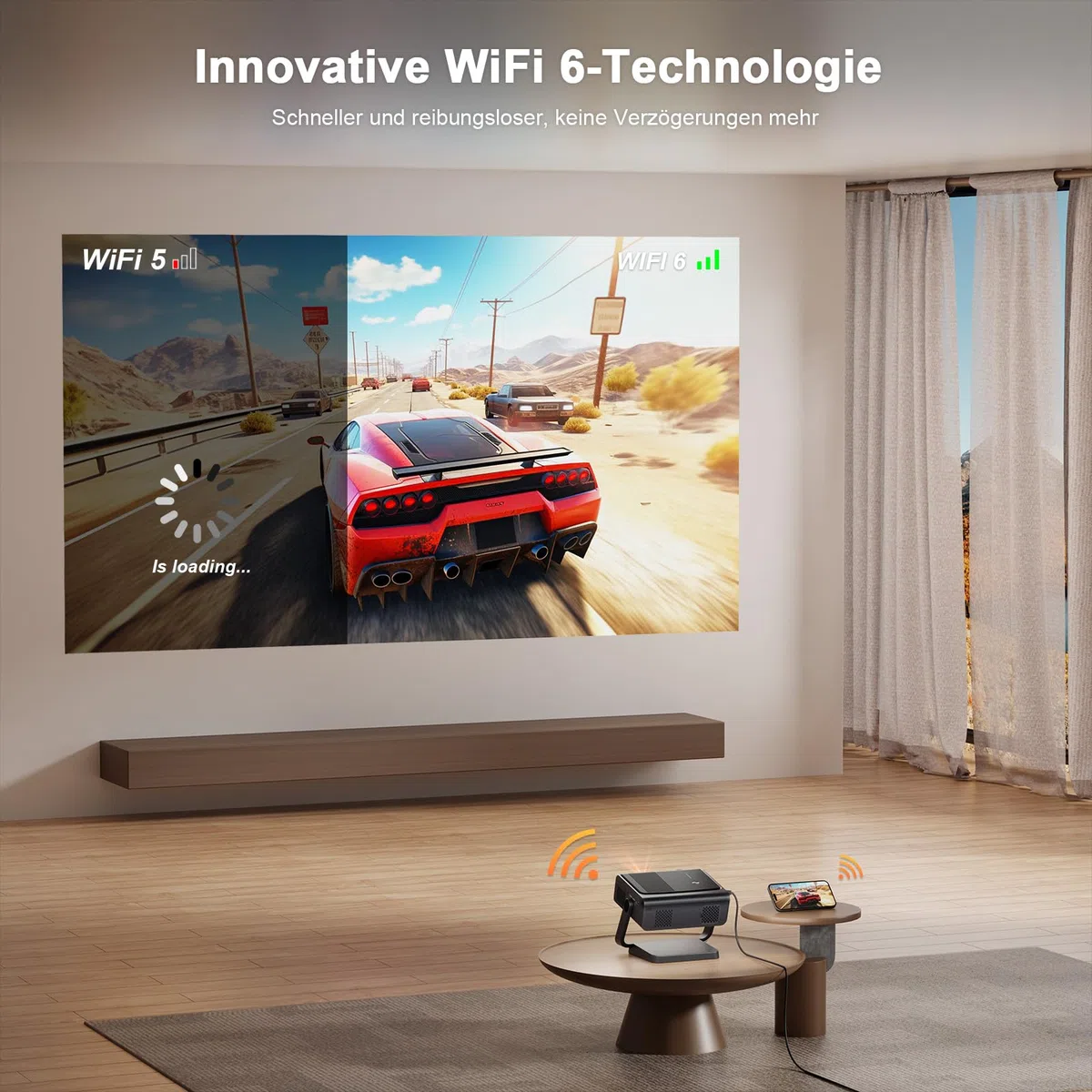 VOPLLS Smart Beamer 4K 40000 Lumen Full HD 1080P WiFi6 Bluetooth Projektor Heimkino Outdoor für PS5