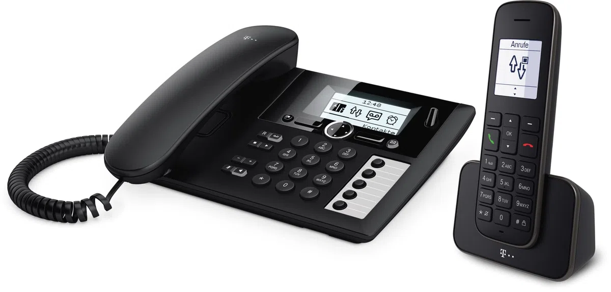 Deutsche Telekom Sinus PA 207 Plus Tischtelefon und Mobilteil, schwarz, FRITZ!Box-kompatibel