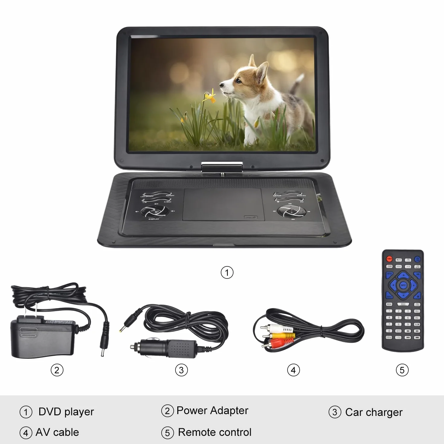 YOOHOO 19,6" Tragbarer DVD Player für Auto und Kinder mit Bildschirm 17,1" HD Bildschirm,mit akku， unterstützt alle Regionen, mehrere Regionen, Auto DVD Player für Kinder, Kopfhörer/SD/USB