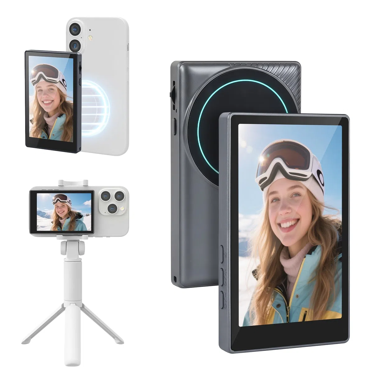 Selfie Monitor Smartphone Rückkamera magnetischer Vlog-Bildschirm für iPhone und Android geeignet für TikTok Live Broadcast Smartphone Vlog Selfie-Monitor-Bildschirm
