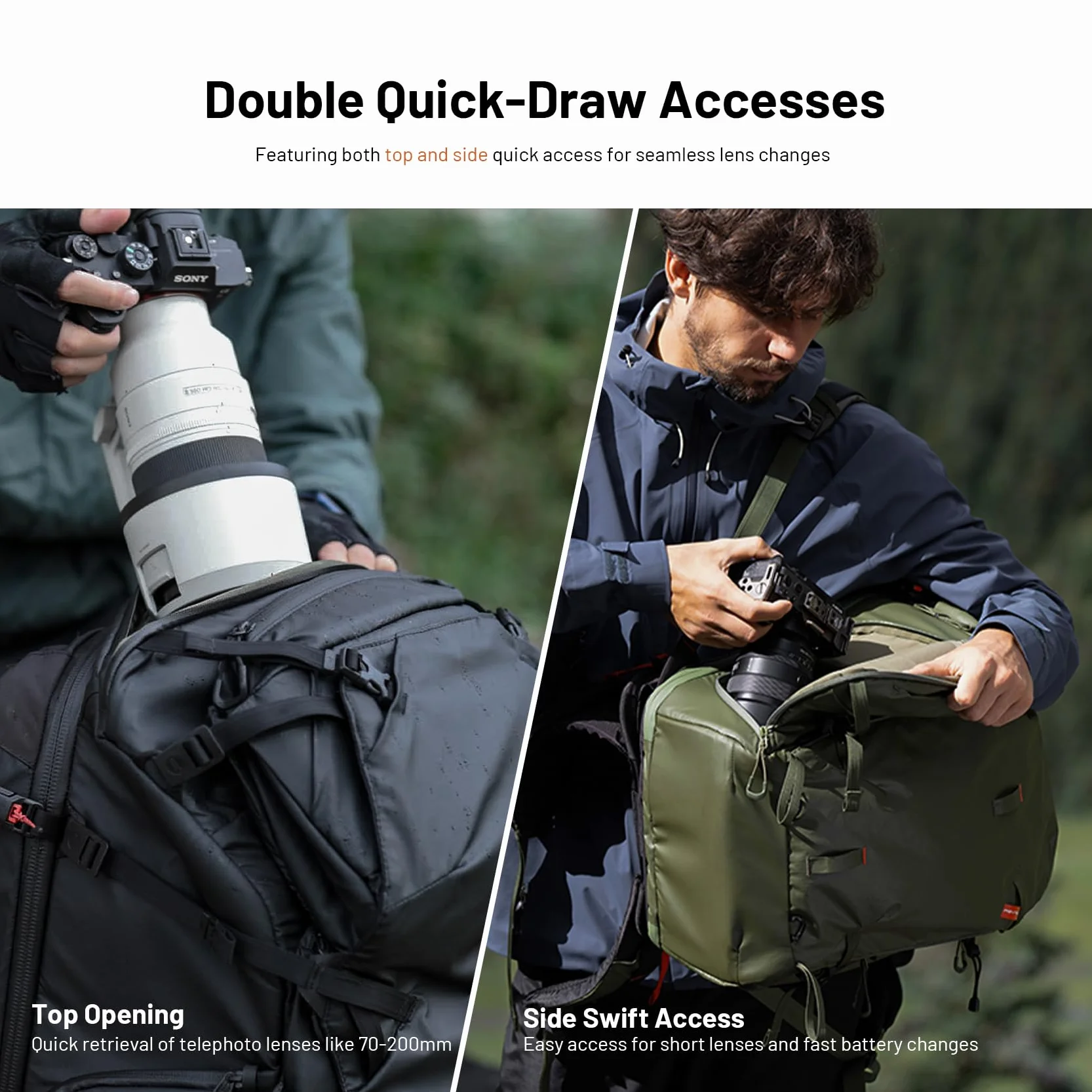 PGYTECH OnePro Focux 35L Rucksack Wasserdicht, Kamerarucksack für DSLR/SLR/Spiegellose Kameras/Objektive Stativ, Regenschutz Fotorucksack Wandern mit Laptopfach, Schwarz