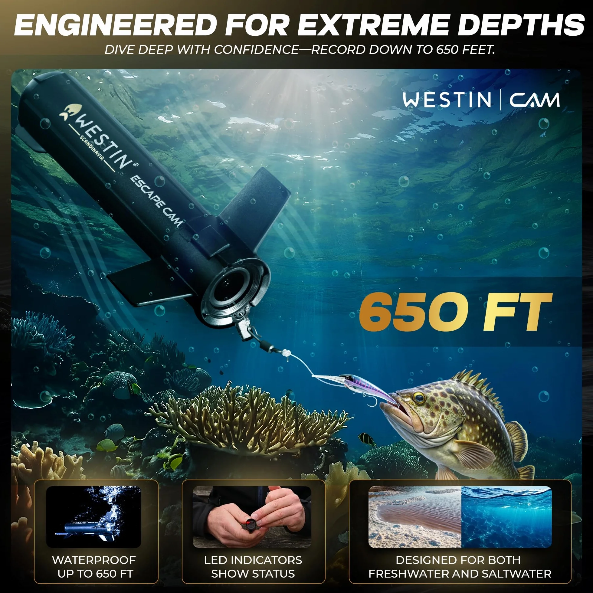 Westin Escape Cam Unterwasserkamera, Schwarz, Einheitsgröße
