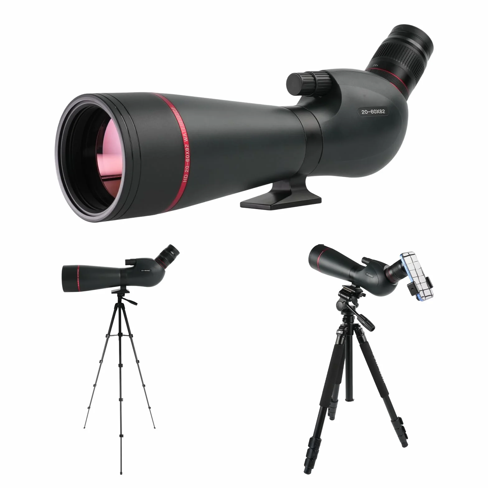 Spektiv 20-60x82 BAK4 FMC – IPX7 Wasserdichtes Fernrohr mit 27mm Okular für Vogelbeobachtung Jagd