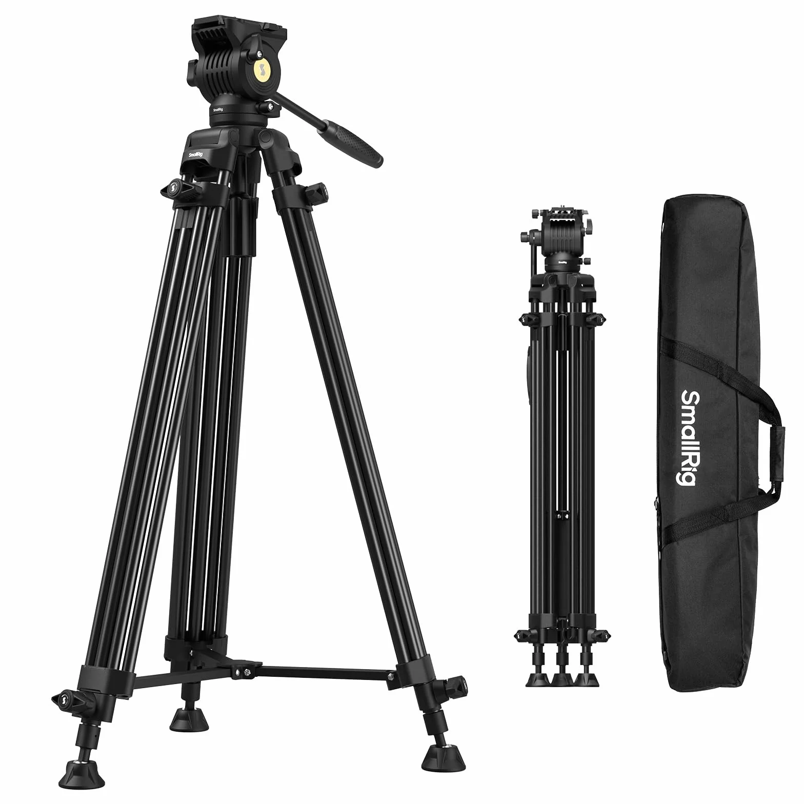 SMALLRIG AD-14 Heavy-Duty Videostativ aus Aluminiumlegierung, 186cm, 8kg Tragkraft, 3,1kg Gewicht, 88cm zusammengeklappt