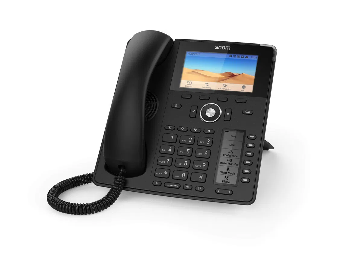 Snom D785N IP Telefon, SIP Tischtelefon, 4,3" TFT-Farbdisplay 480x272 Pixel, 12 SIP-Identitäten, 48 selbstbeschriftende Tasten (12 physisch), Sensorhakenschalter, USB, Gigabit PoE, Schwarz, 00004599