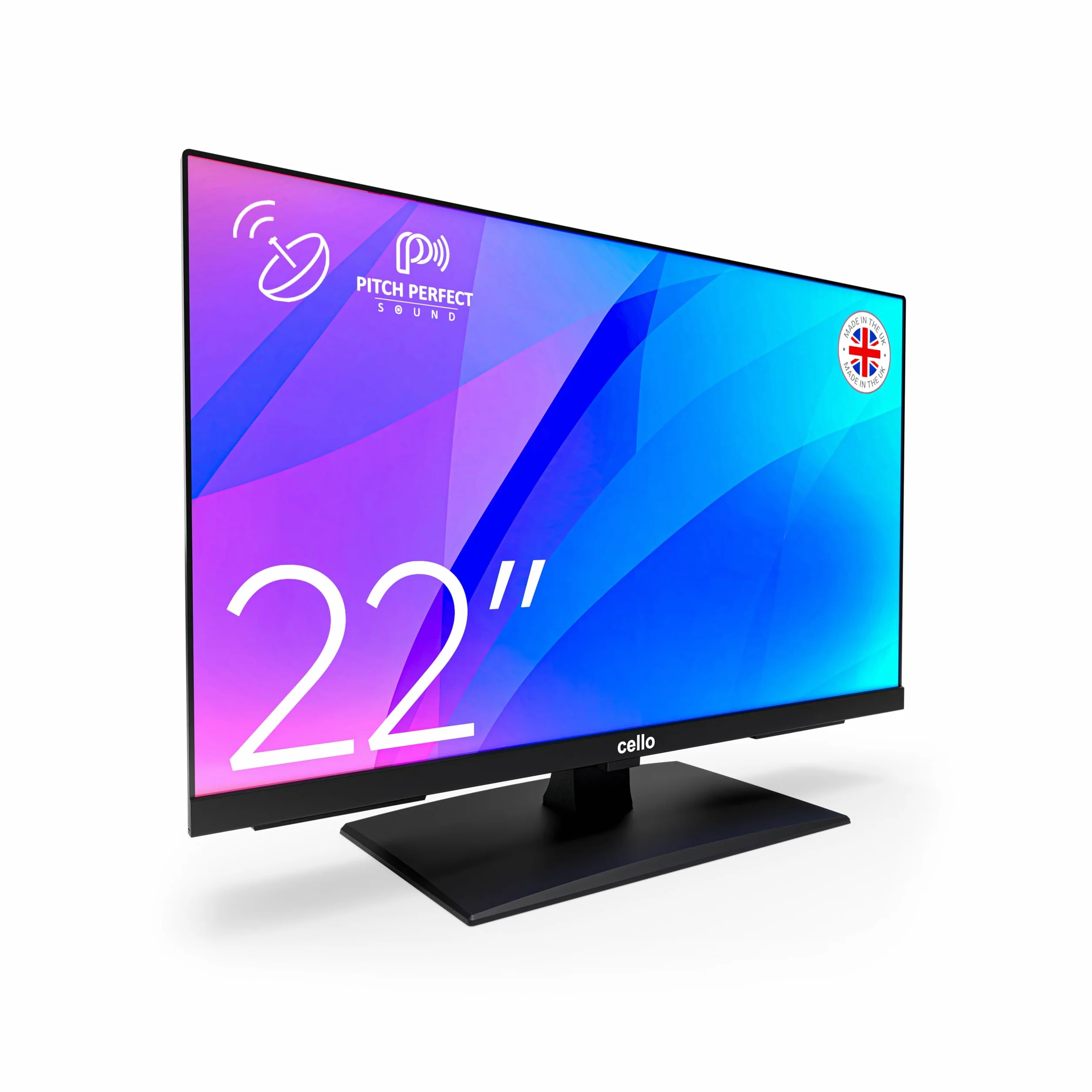 Cello C2224SH 22 Zoll Nicht-Smart/Einfach zu bedienender Fernseher mit rahmenlosem Triple-Tuner (DVB-C/-S2/-T2) Pitch Perfect Sound Ideal für kleine Räume [2025]